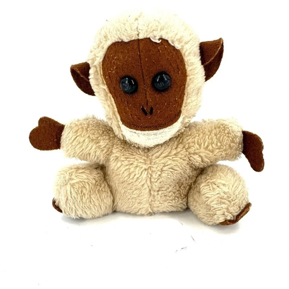 Vintage Dakin 1976 Monkey Plush Stuffed Animal Tan Brown Long Tail Ape Gorilla